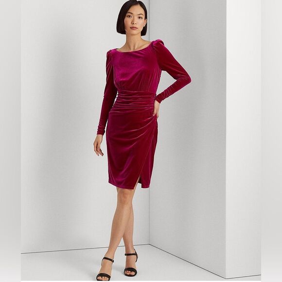 Lauren Ralph Lauren Velvet Cocktail Dress in Purple, Size 12 NEW w/Tag - Picture 8 of 8